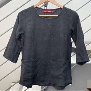 Pyne & Smith XS artist blouse black linen